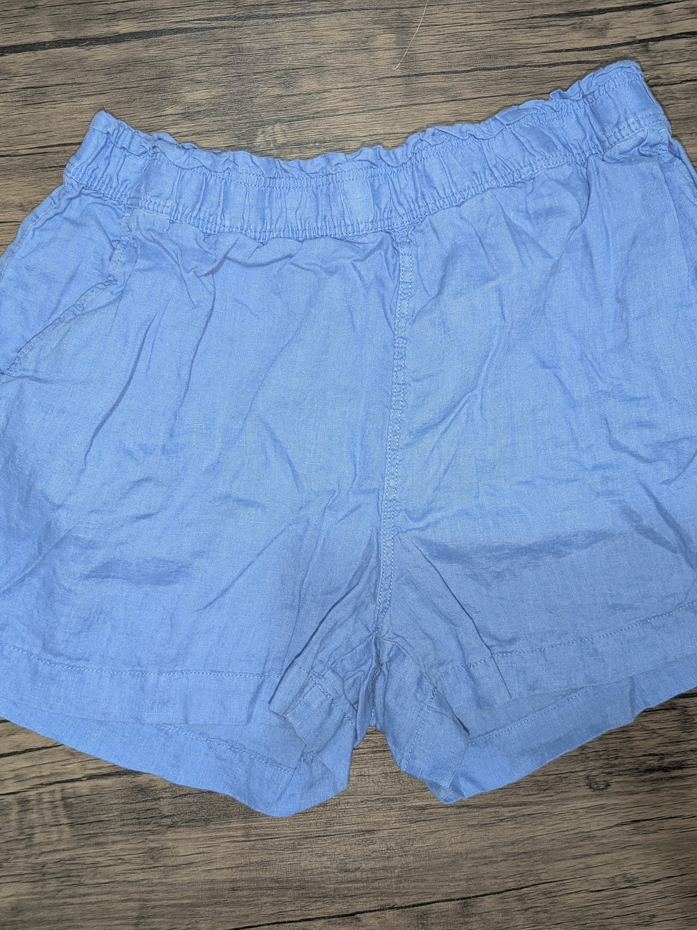 H&M Light Blue High Waist Casual Women's Shorts Linen
